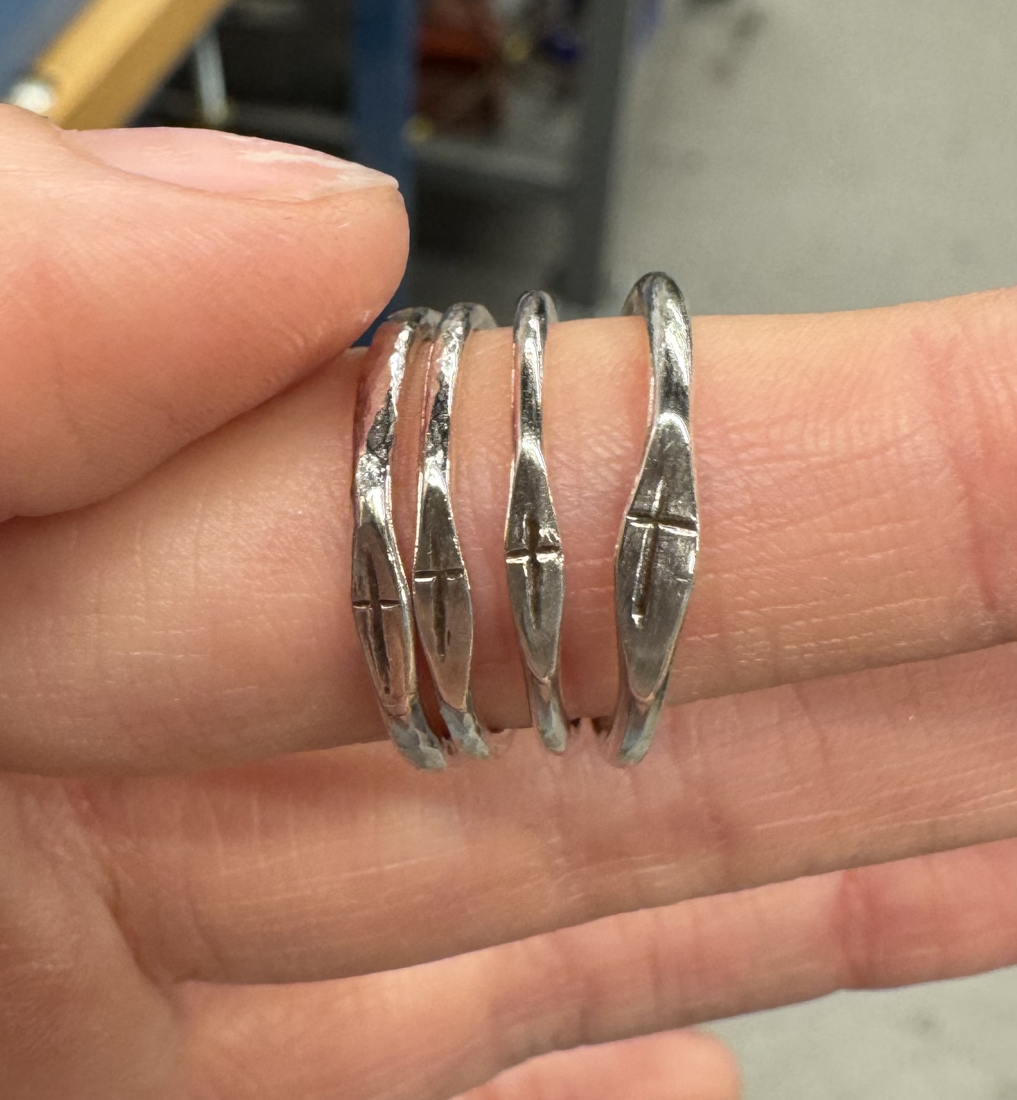 silver cross rings