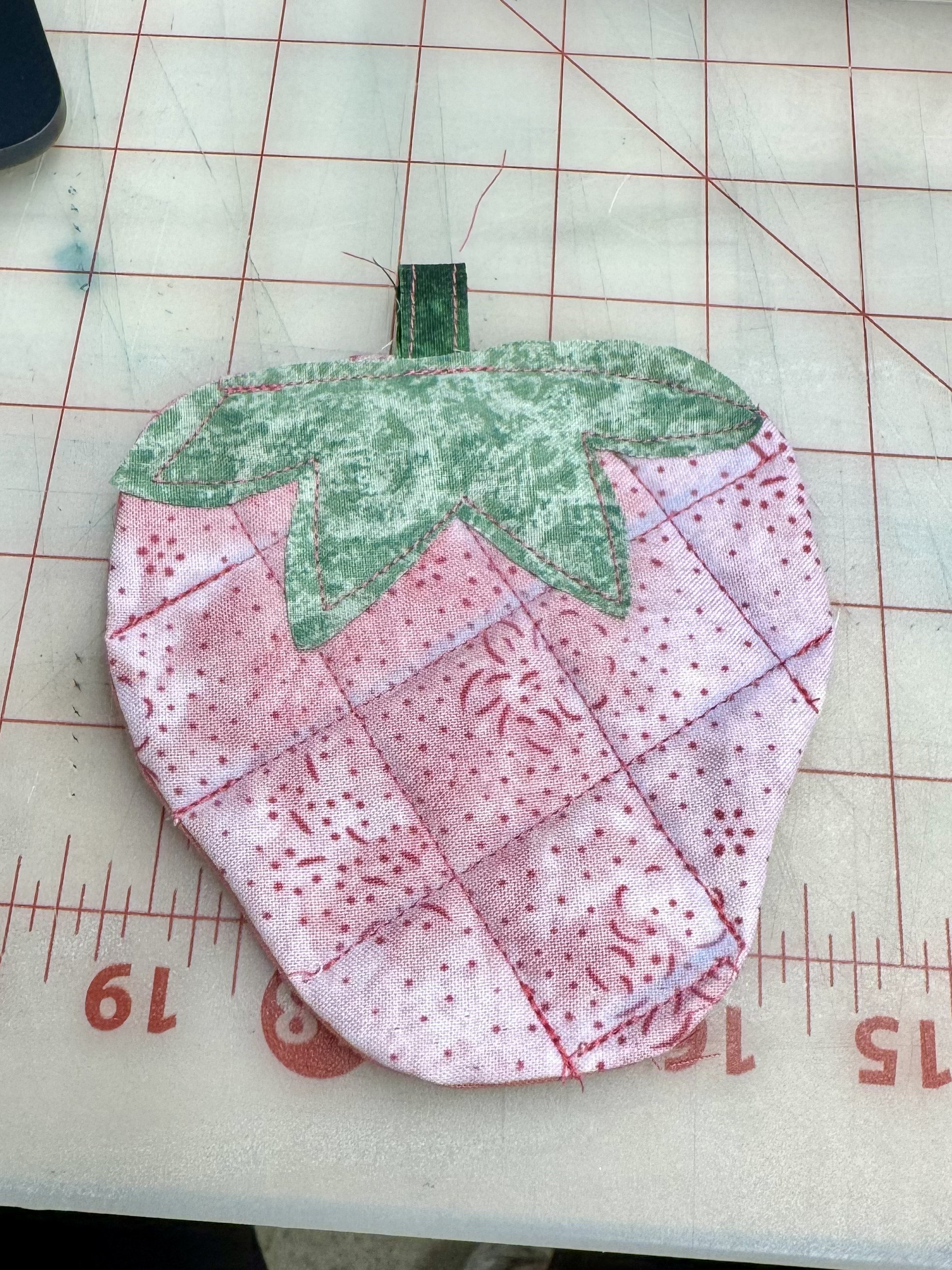 quilted strawberry coaster